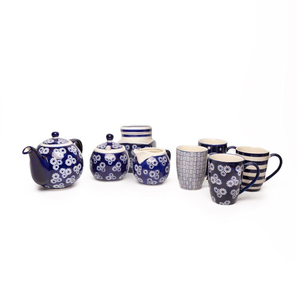London Pottery Globe(r) 4 Cup Teapot, Sugar Pot, Creamer Jug, Canister and 4-Piece Mugs Set